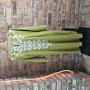 NWT Timeless Naeem Khan Chartreuse embroidered dress size Large